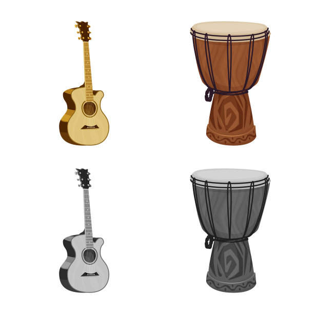 孤立对象的音乐和曲调的图标集图片下载