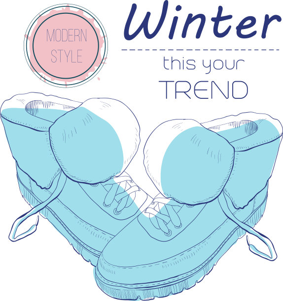 靴子鞋为冬季海报复古风格设计图片下载