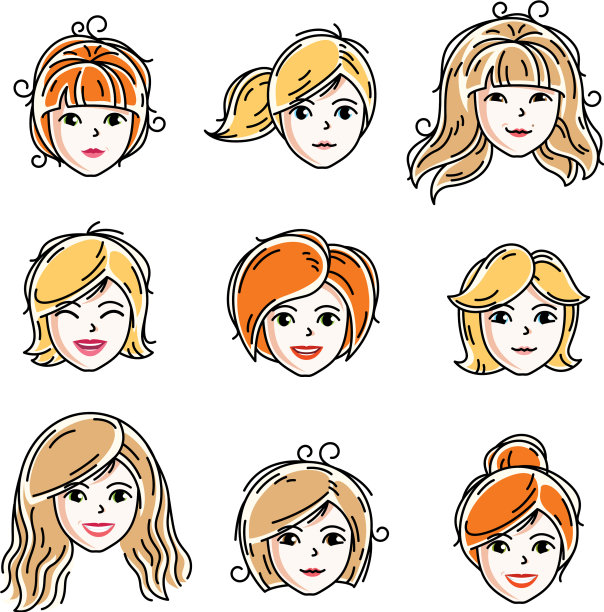 让女人面对不同的人头图片下载