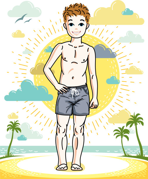 漂亮的小男孩可爱的孩子站着穿图片下载