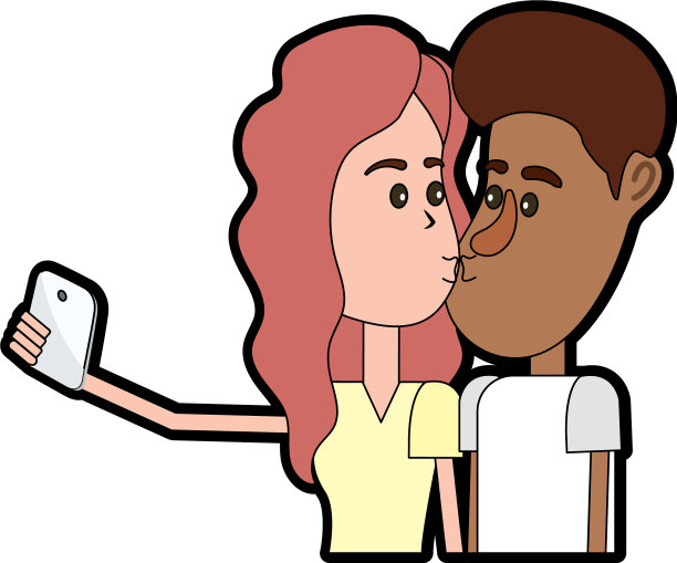 情侣接吻和用智能手机自拍图片下载