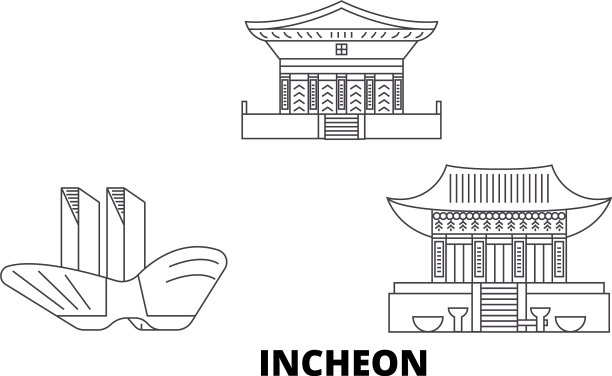 韩国仁川线旅游天际线设图片下载
