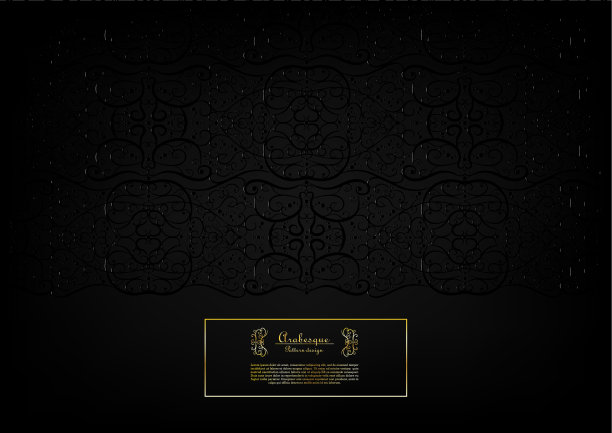 阿拉伯式黑色抽象元素金色背景图片下载