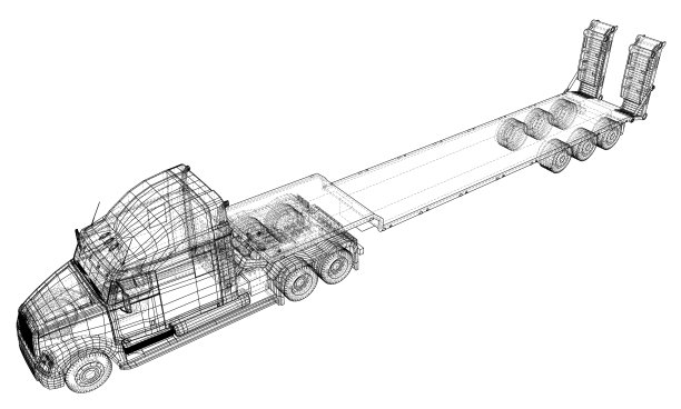 汽车交付半挂车挂车线架eps10图片下载