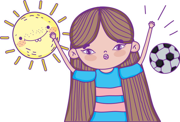 小女孩与太阳卡哇伊的角色图片下载