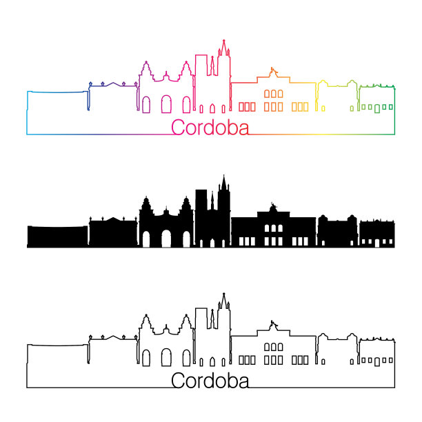 科尔多瓦天际线风格与彩虹图片下载