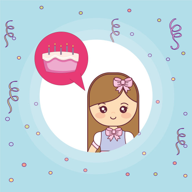 可爱的小女孩在甜蜜的蛋糕中思考图片下载