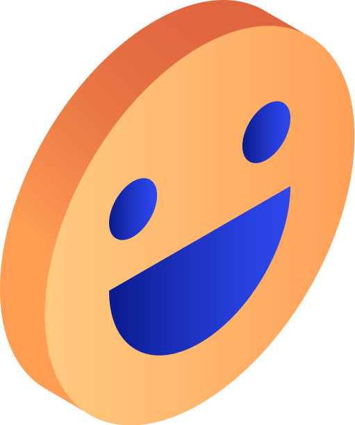 橙色微笑图标等距风格图片下载