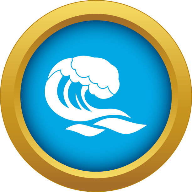 波浪图标蓝色隔离图片下载