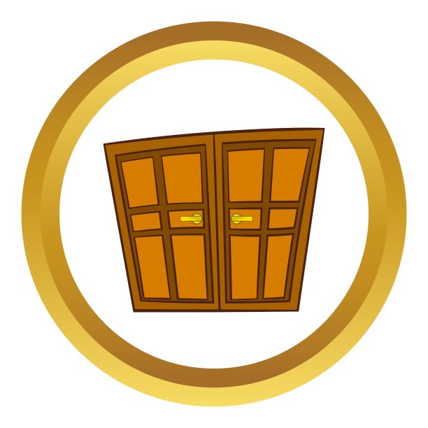 木制双门图标卡通风格图片下载