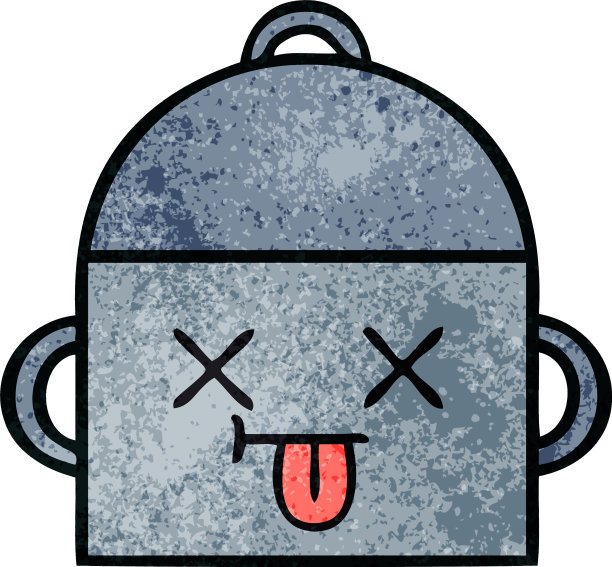 复古的垃圾纹理卡通烹饪锅图片下载