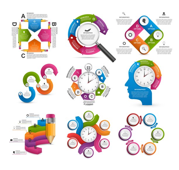 收集丰富多彩的信息图设计图片下载