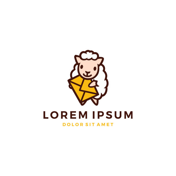 绵羊邮件信息传递吉祥物标志模板图片下载