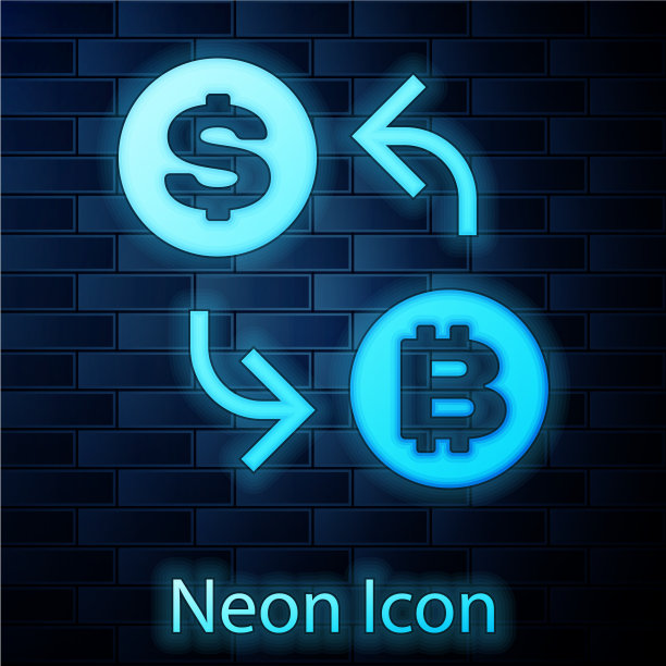 发光的霓虹灯加密货币交易所图标孤立图片下载