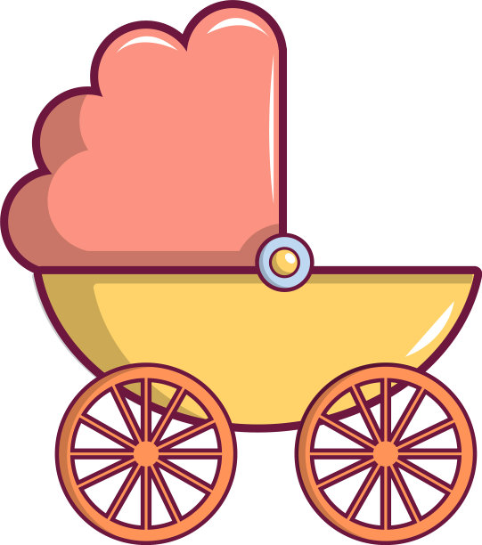婴儿车图标卡通风格图片下载