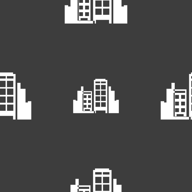 灰色背景上的建筑物图标无缝图案图片下载