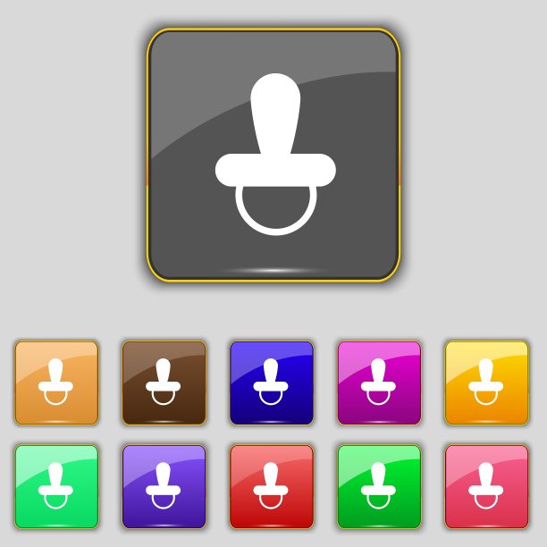 婴儿奶嘴图标标志设置与十一种颜色图片下载