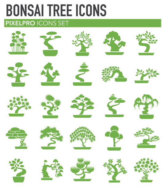 盆景图标绿色设置为白色背景图片下载