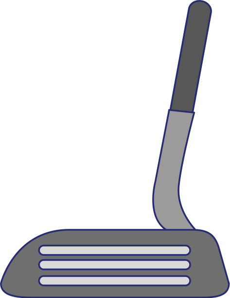 高尔夫球杆孤立符号蓝线图片下载