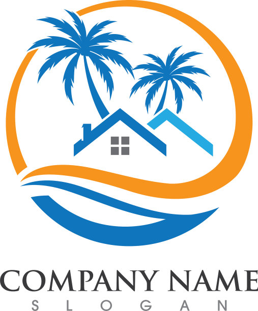 棕榈树夏季标志模板图片下载