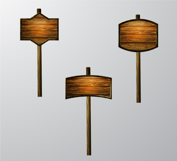 木制空白卡通指示牌图片下载