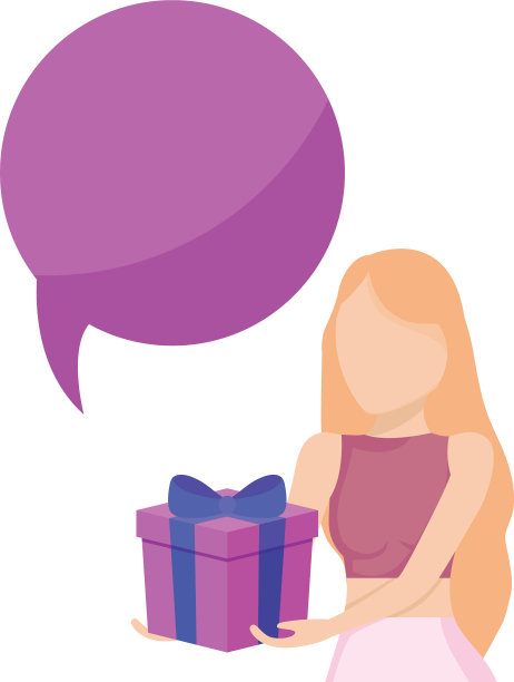 年轻女子拿着礼盒和泡泡糖图片下载