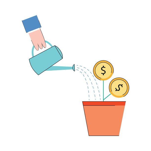 投资概念金钱植物辉光图标图片下载