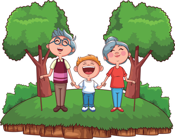 祖父母和孙子公园图片下载