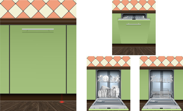 洗碗机图标设置现实风格图片下载