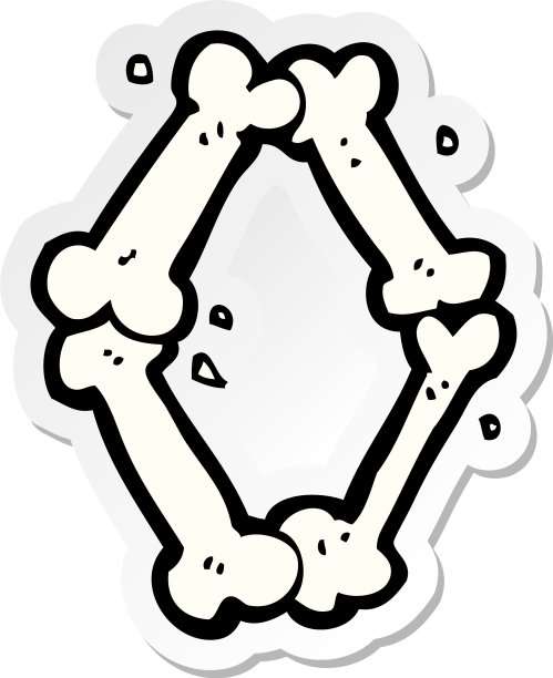 贴纸的一个卡通万圣节骨数字图片下载