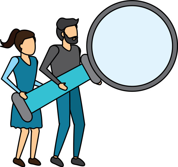 男人和女人拿着放大镜图片下载
