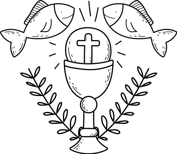 盛着鱼的圣餐杯图片下载