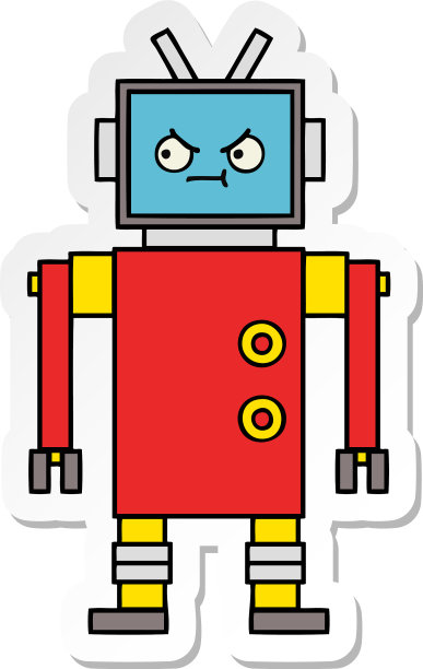一个可爱的卡通机器人贴纸图片下载
