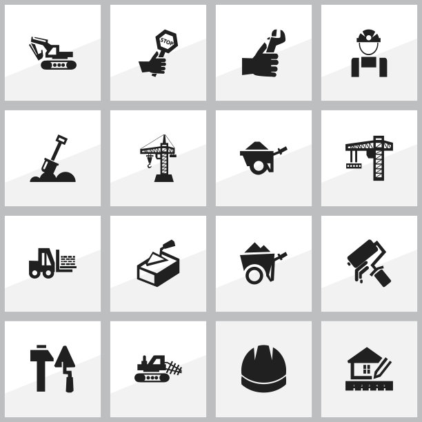 一组16可编辑的建设图标包括图片下载