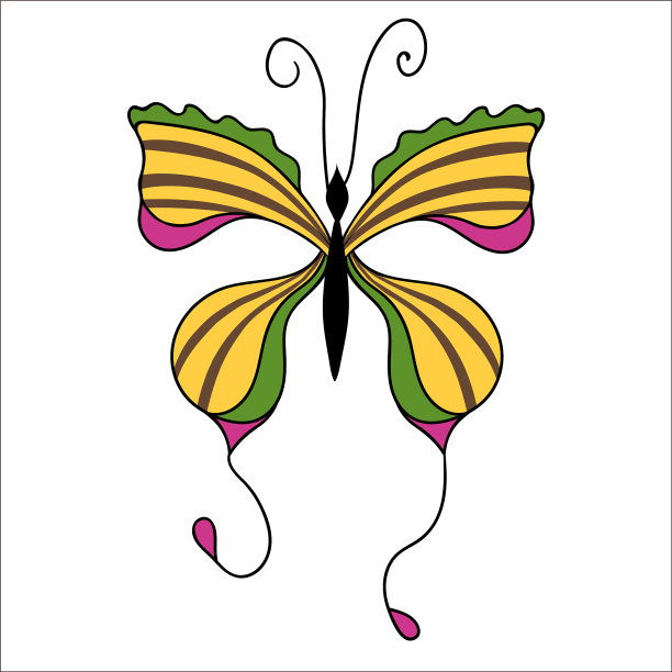 可爱的卡通蝴蝶孤立在白色图片下载