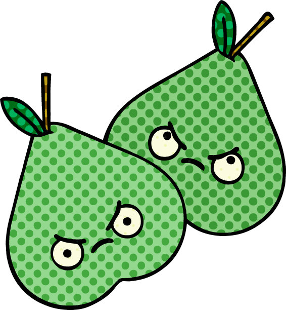 漫画书风格的卡通绿梨图片下载