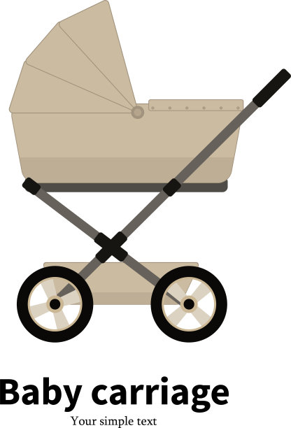 卡通米色婴儿车图片下载