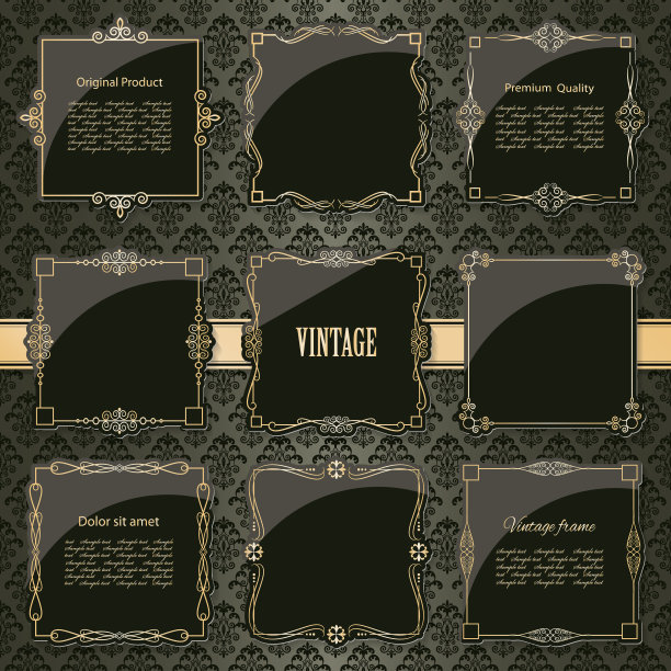 豪华的金色框架和边框设置图片下载