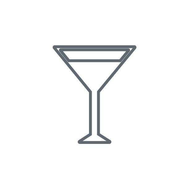 鸡尾酒杯标志与马提尼伏特加图标图片下载