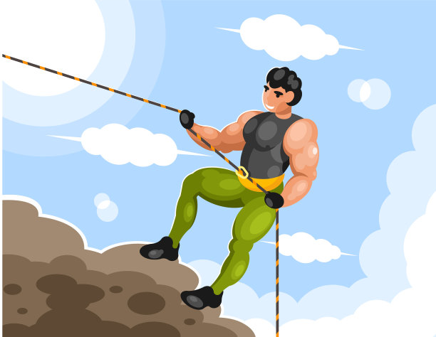 日出时的攀岩者图片下载