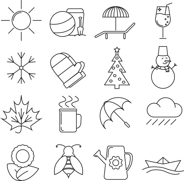 一套图标在线风格秋天图片下载