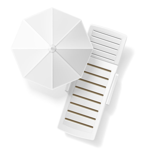 太阳伞沙滩躺椅俯视图图片下载