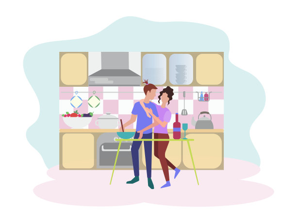 厨房约会的概念图片下载