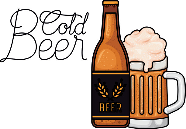 冰啤酒标签孤立图标图片下载