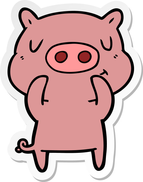 一个卡通内容猪贴纸图片下载
