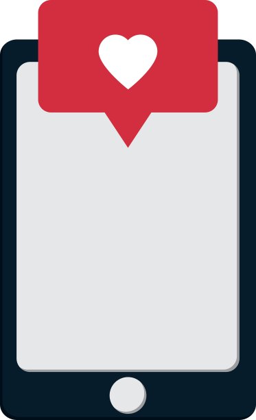 现代手机和心脏通知图标图片下载