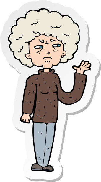 贴纸上一个生气的老妇人在挥手图片下载