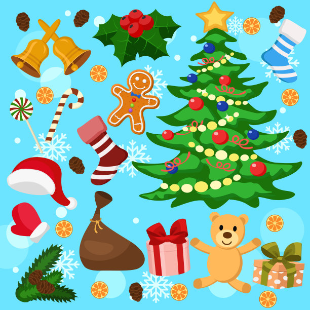 圣诞树上摆满了礼物和糖果图片下载