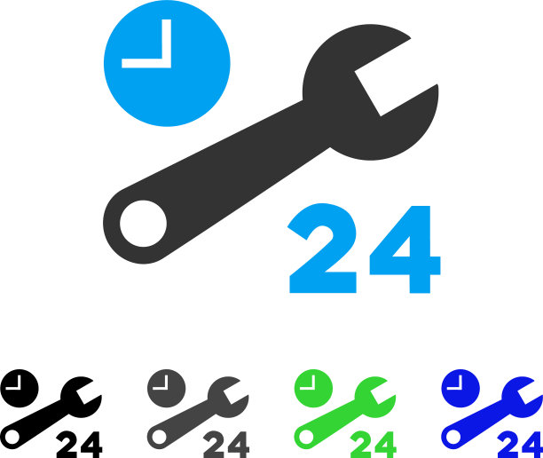 不间断服务时间平面图标图片下载