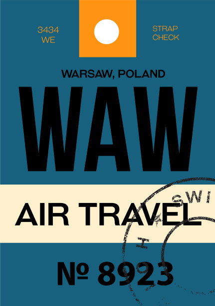 华沙机场行李标签图片下载